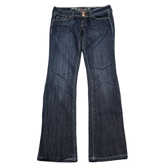 Refuge Pants Womens 6 Blue Knock Out Skinny Boot Low Rise Dark Wash Denim Jeans - Picture 1 of 16